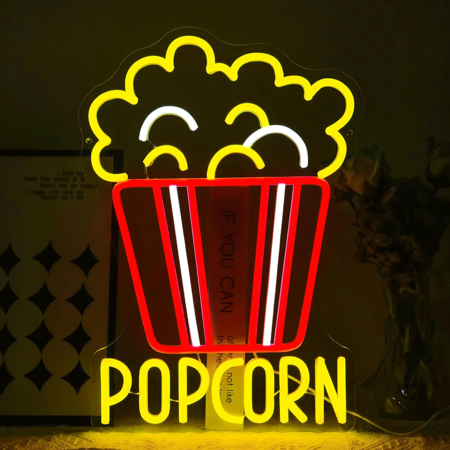 Home Cinema Food - 팝콘 네온사인 디머블 푸드 LED 네온