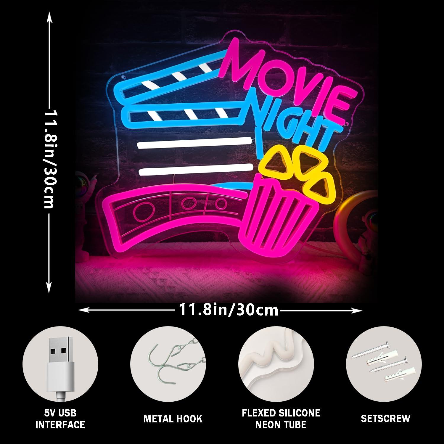 영화의 밤 네온사인 USB 조광 LED 네온 조명, 홈 - Home Cinema Gifts 리뷰 및 가격
