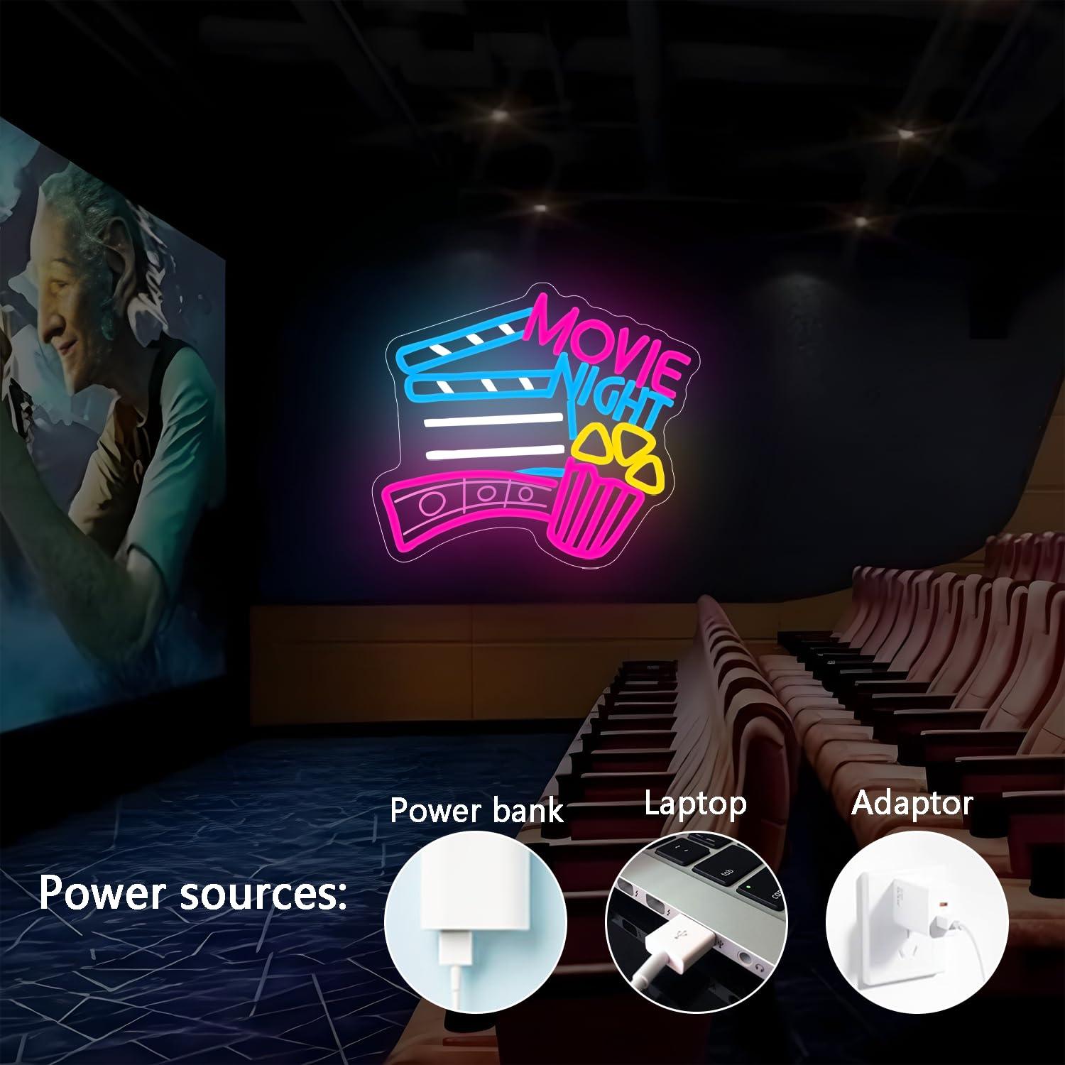 영화의 밤 네온사인 USB 조광 LED 네온 조명, 홈 - Home Cinema Gifts 리뷰 및 가격