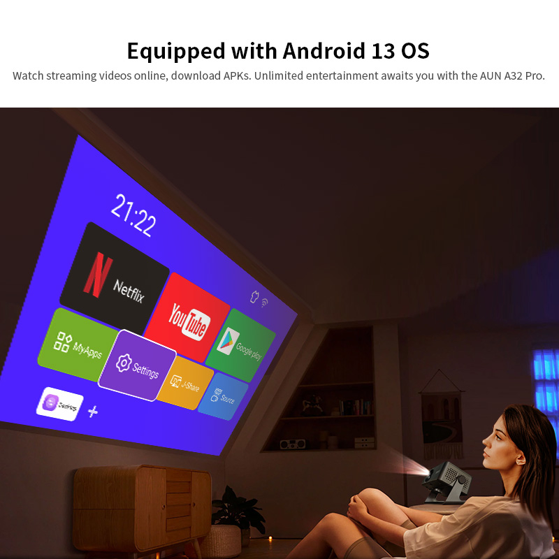 AUN A32 Pro 안드로이드 13 프로젝터 휴대용  - Home Cinema Hdmi 리뷰 및 가격