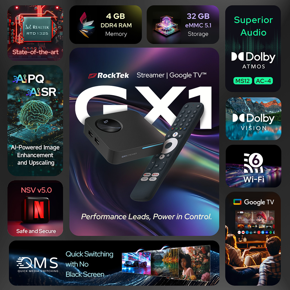 락텍 GX1 UHD 구글 TV 14 박스 넷플릭스 구글 - Home Cinema Dolby Atmos 리뷰 및 가격